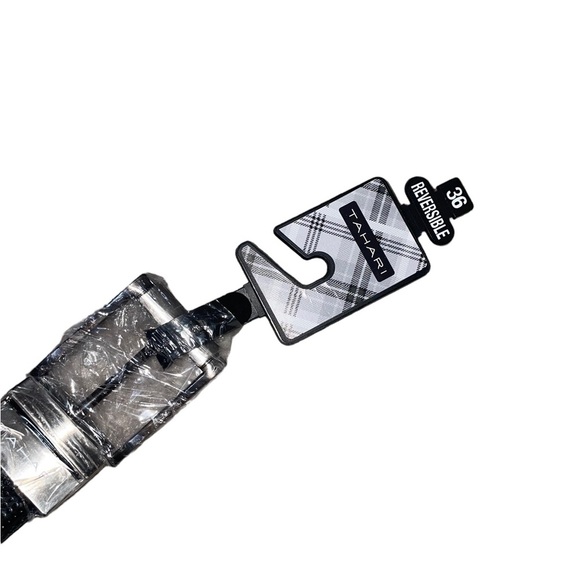 Tahari brand double sided reversible black leather belt SZ 36 NEW - Picture 5 of 9